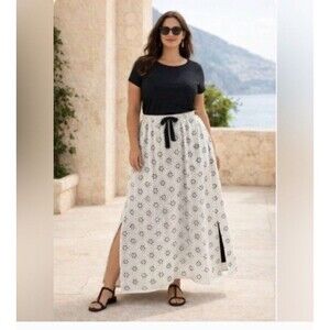 Pari Passu White Eyelet Maxi Skirt Plus Size 14 Cottagecore Lace Luxury  NWOT